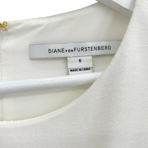 Diane von Furstenberg‎ Jaelyn Flare-Hem Sleeveless Ponte Knit White Dress Size 6 - Picture 9 of 15